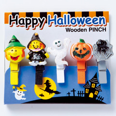 ハロウィン木製ピンチ(5コセット)