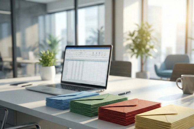 パソコンと郵便物