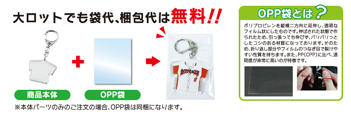 大ロットでも袋代、梱包代は無料